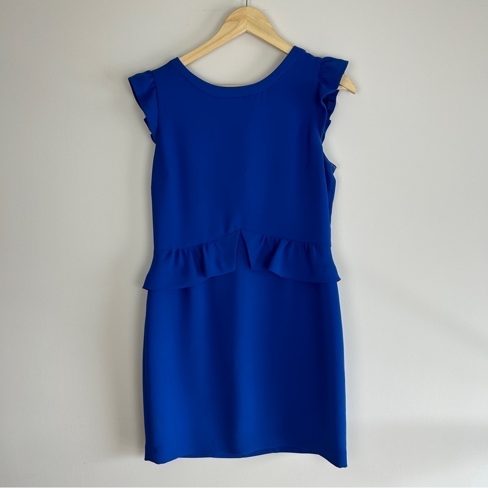 Sandro Resonance Ruffle Sheath Blue Mini Dress